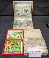 Pre-1900 Double-Sided Teaching Puzzles w Boxes