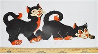 PAIR VINTAGE JOINTED HALLOWEEN CAT DECORATIONS