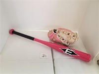 Pink glove & t-ball bat