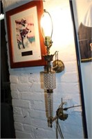 Vintage Wall mounted brass & crystal Lamp