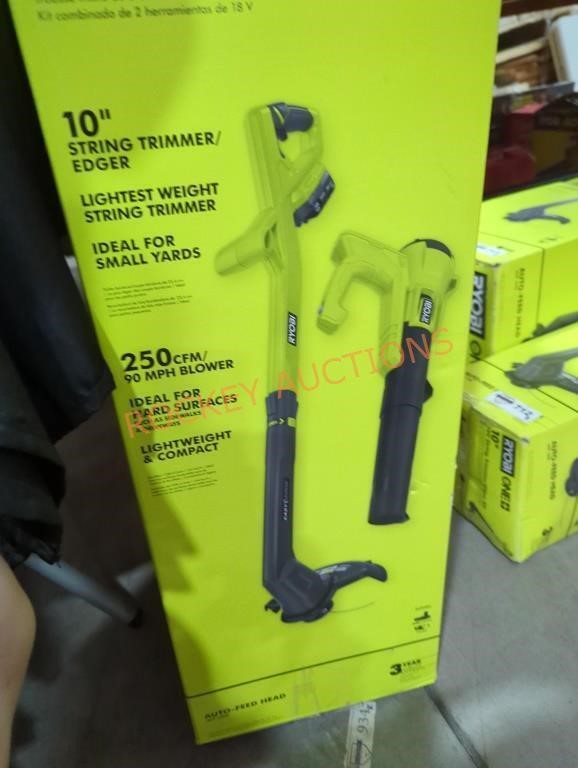 Ryobi 18v 2 tool kit 10" string trimmer & blower