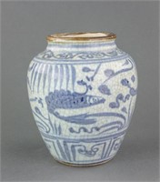 Chinese Ming Style Blue and White Porcelain Jar