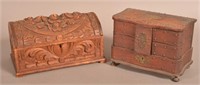 Two Miniature Wood Chests.