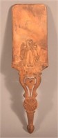 Folk Art Carved Wood Hand Mirror.