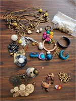 Lot of broken jewelry and a bag of backings