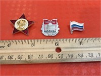 Soviet Era Moscow & Res Star Pins & Russia