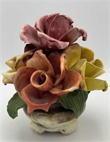 Capodimonte Italy floral flower pot w/label