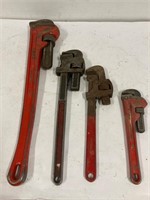 Pipe wrenches. 24”, 18”, 14”, 10”