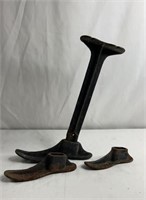 Antique Cast Iron Cobbler Stand & Shoe Molds