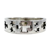 Celtic Cross and Stars Sterling Silver Band