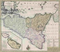 Matthaus Seutter Map of Sicily