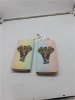 2 colorful elephant wallets