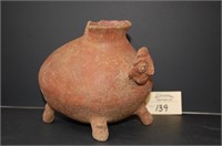 Pre Columbian Globular Egg Shape Red Pottery Jar