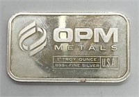 OPM Metals 1 Oz. .999 Silver Ingot