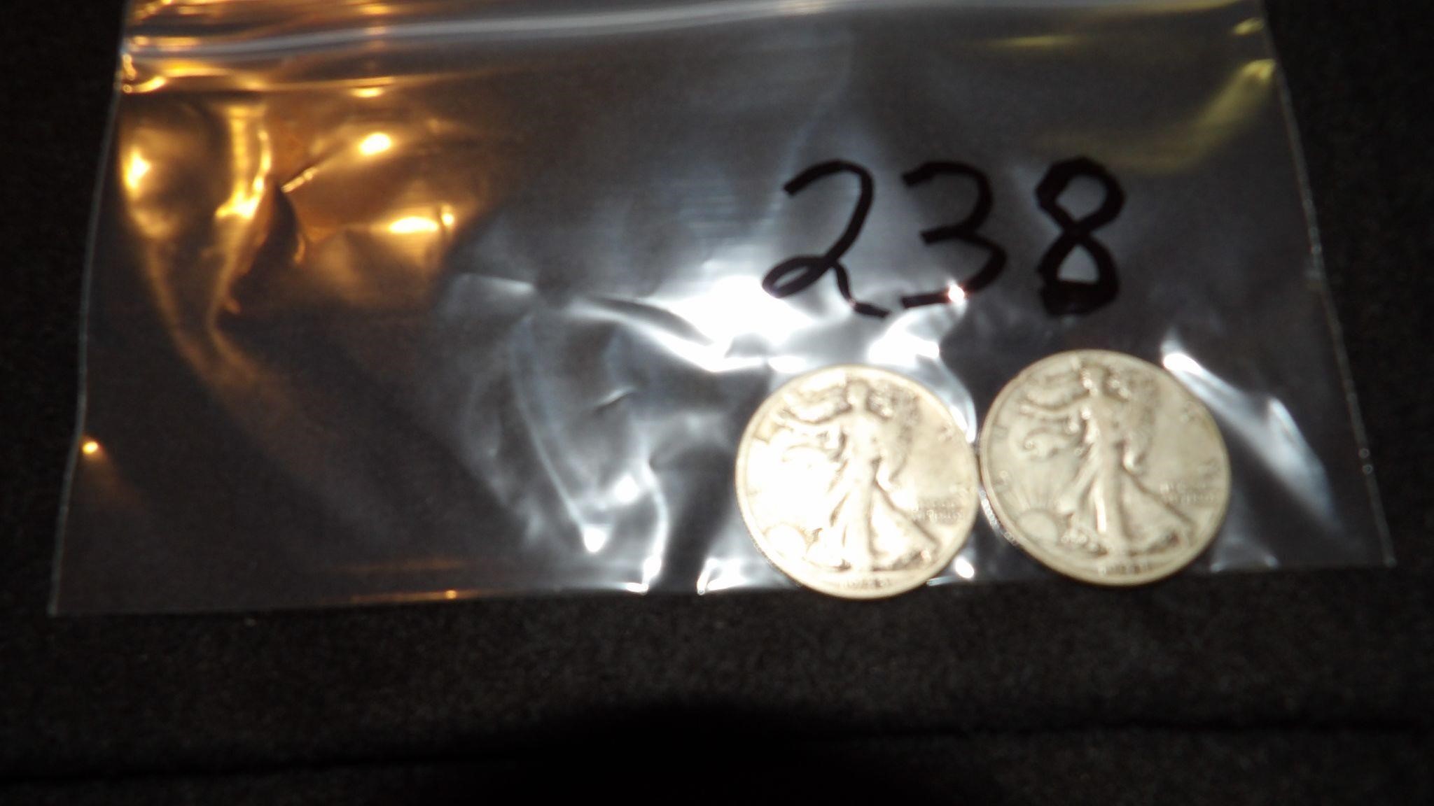 2) Walking Liberty Half Dollars 1943 &1944+