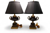 Pair of Frederick Cooper Marble and Bronze Lamps.