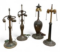 Lot of 4 Art Nouveau Style Table Lamps.
