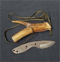 DIY unfinished antler handle knife