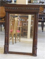 Henri II Style Oak Framed Beveled Mirror.