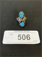 Sterling Silver Marked Turquoise Ring.