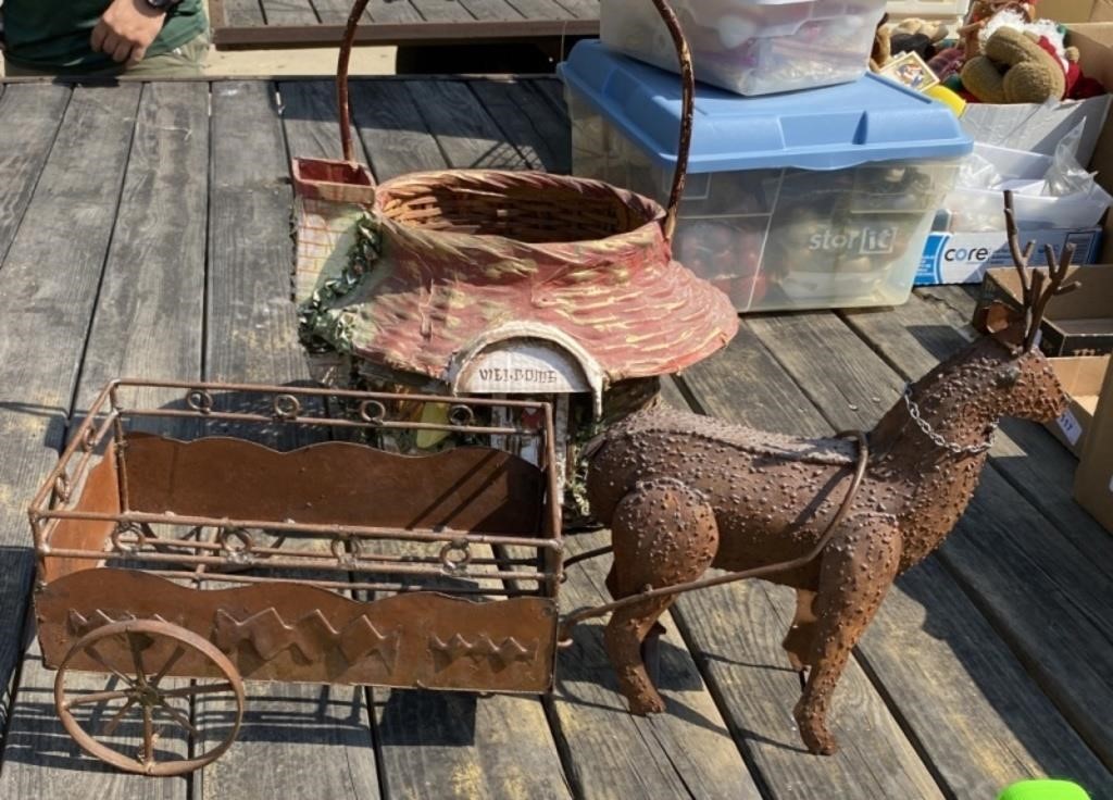 Welcome Basket, Reindeer and Cart