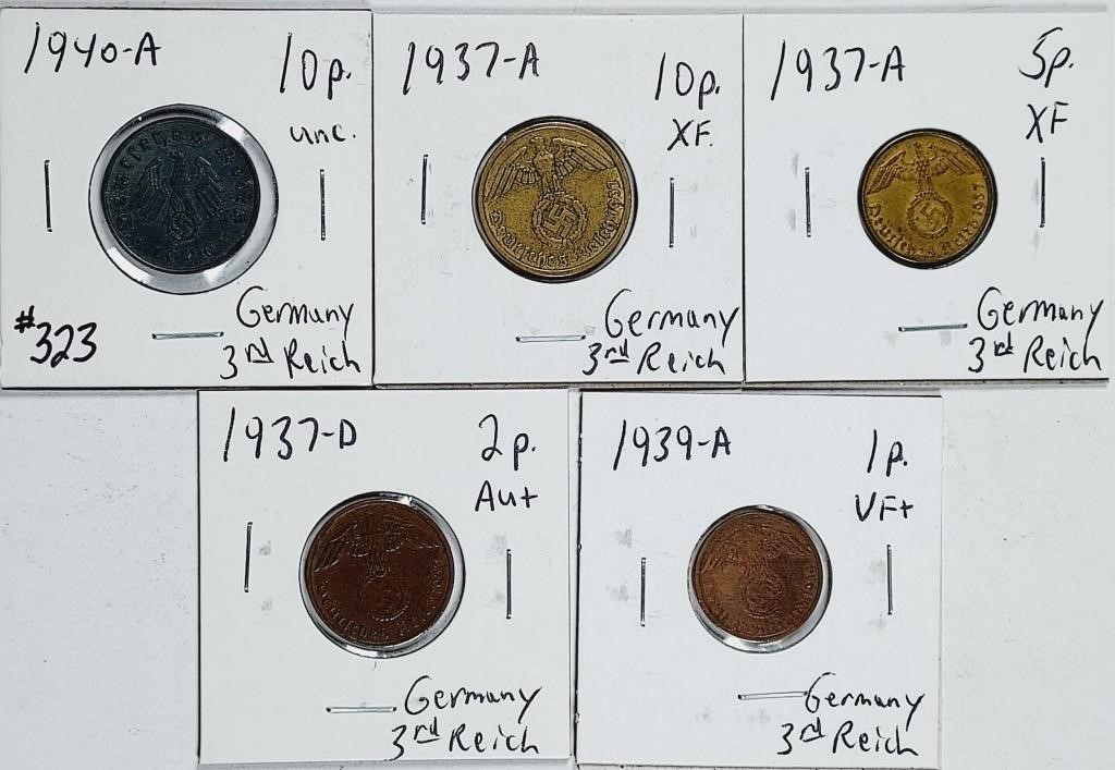 Lot of 5  Germany 3rd Reich coins