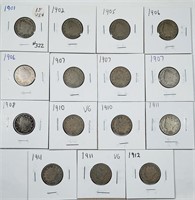 Lot of 15  Liberty Nickels   1900's