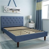 Yegee Upholstered Platform Bed Frame in Blue