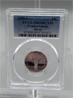 1999-S PCGS PRDCAM Pennsylvania Silver Quarter