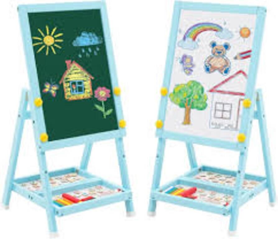 Kids Easel Wooden Double-Sided Whiteboard &