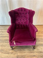 Purple Velvet Tufted Back Upholstered Armchair