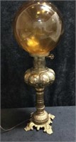 Electrified Brass Globe Oil Lamp