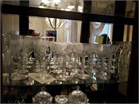 12 etched goblets,  12 etched water, 12 etched