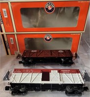 TWO LIONEL 40 TON STOCK CARS NEW IN BOX
