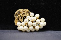 Antique Pearl Brooch With Blue Sapphires