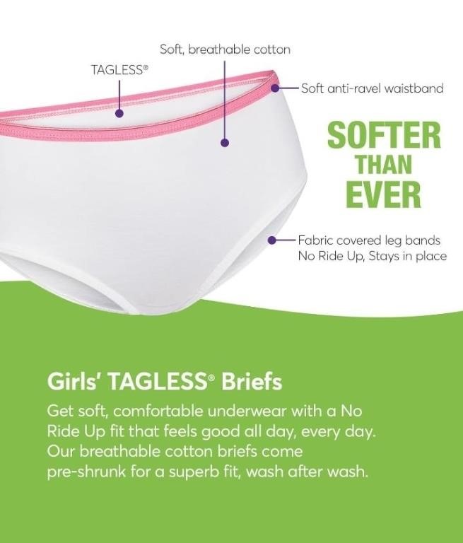 (N) Hanes Big Girl's ComfortSoft 7 Pack Brief Pant