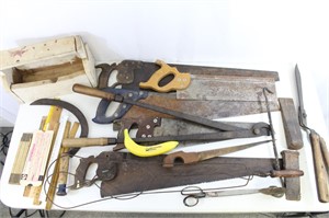 Vintage Saws, Rulers, Shears, Door Stops, Tools ++