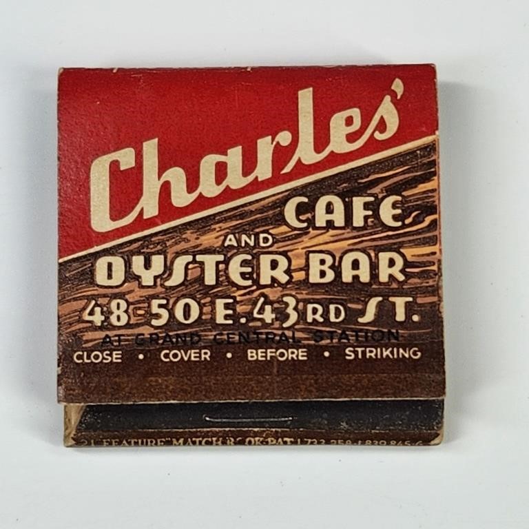 CHARLES' CAFE & RESTAURANT FEATURE MATCHBOOK