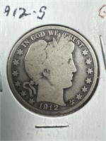 1912-S Silver Barber Half-Dollar