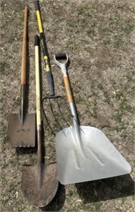 Assorted Shovels, Pitchfork, Shovel W/Teeth
