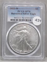 2022-W Burnished Silver Eagle PCGS SP 70.