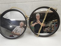 2 Round Farmhouse Decor Mirrors 19" Wide