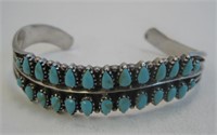 Zuni SS Turquoise Bracelet - Hallmarked