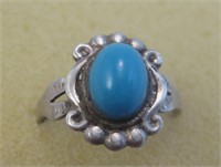 NA Turquoise & SS Ring - Hallmarked