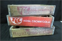 (3X) VINTAGE ROYAL CROWN COLA WOOD DRINK CRATES