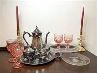 LARGE LOT OF COLLECTIBLES- PINK DEPRESSION GLASS +