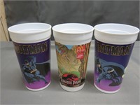 3 Vintage McDonald Taco Bell Cups Jurassic Batman