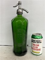 Antique art deco green seltzer bottle