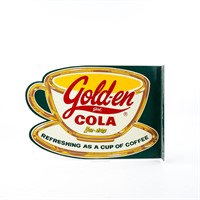 Tin Flange "Golden Cola" Soda Pop Sign