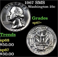 1967 SMS Washington Quarter 25c Grades sp67+